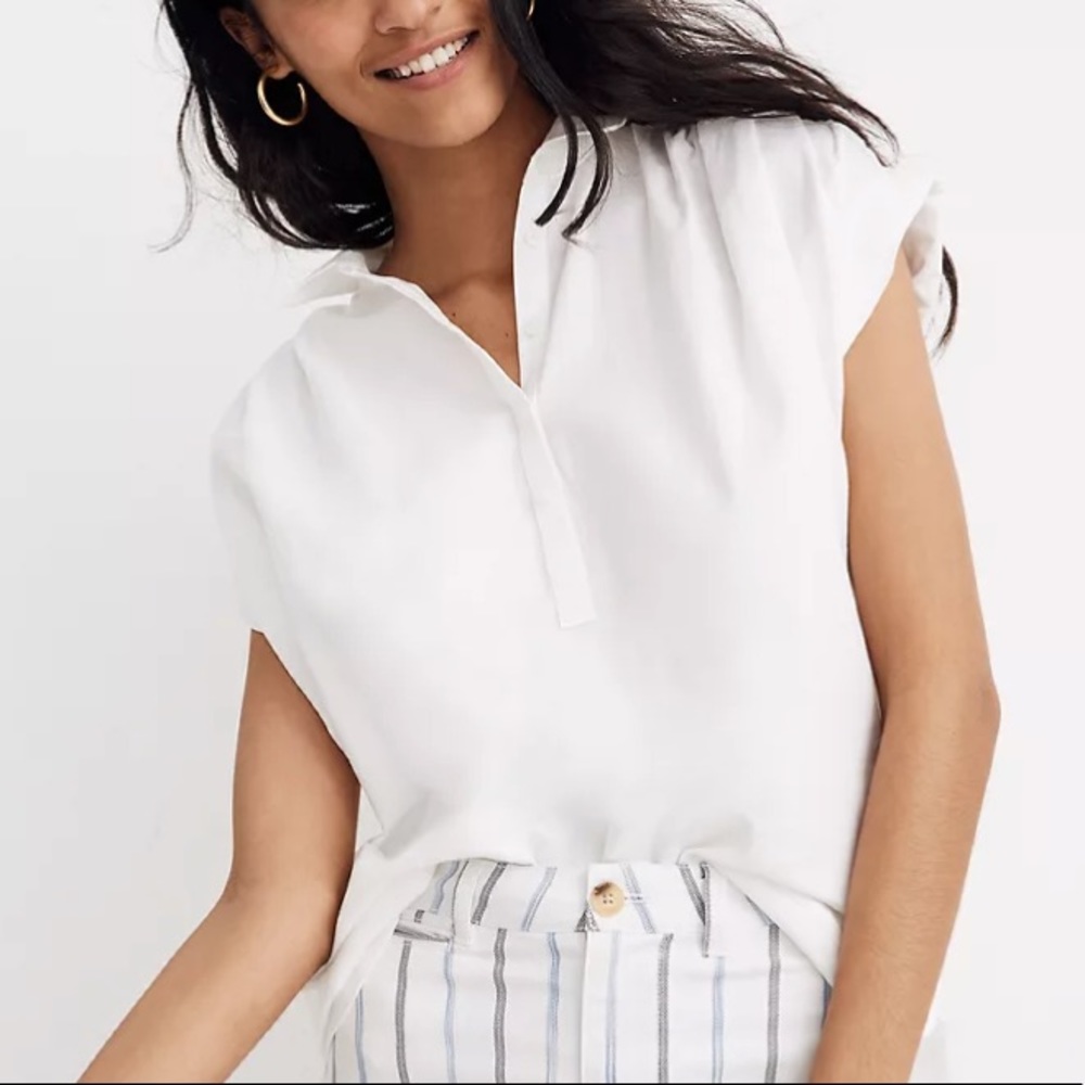 Madewell Central Popover Shirt in Eyelet White